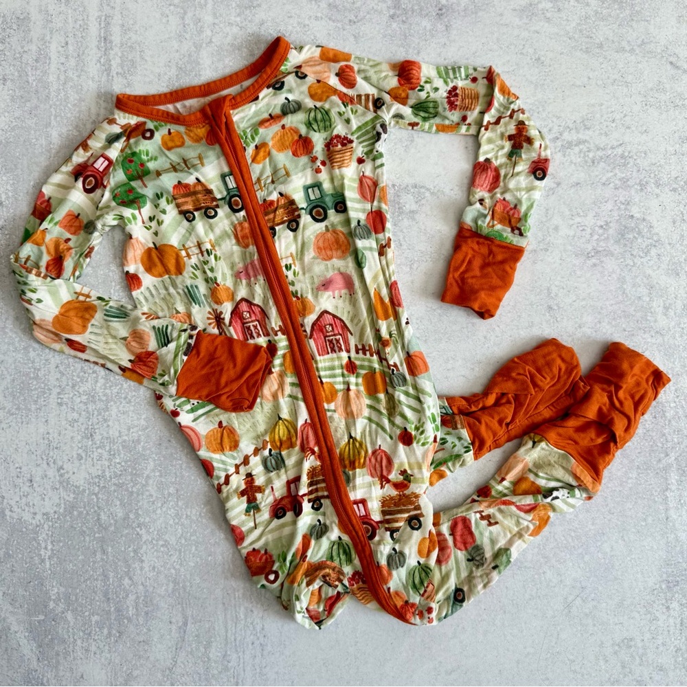Little Sleepies Harvest Farm Print Zippy